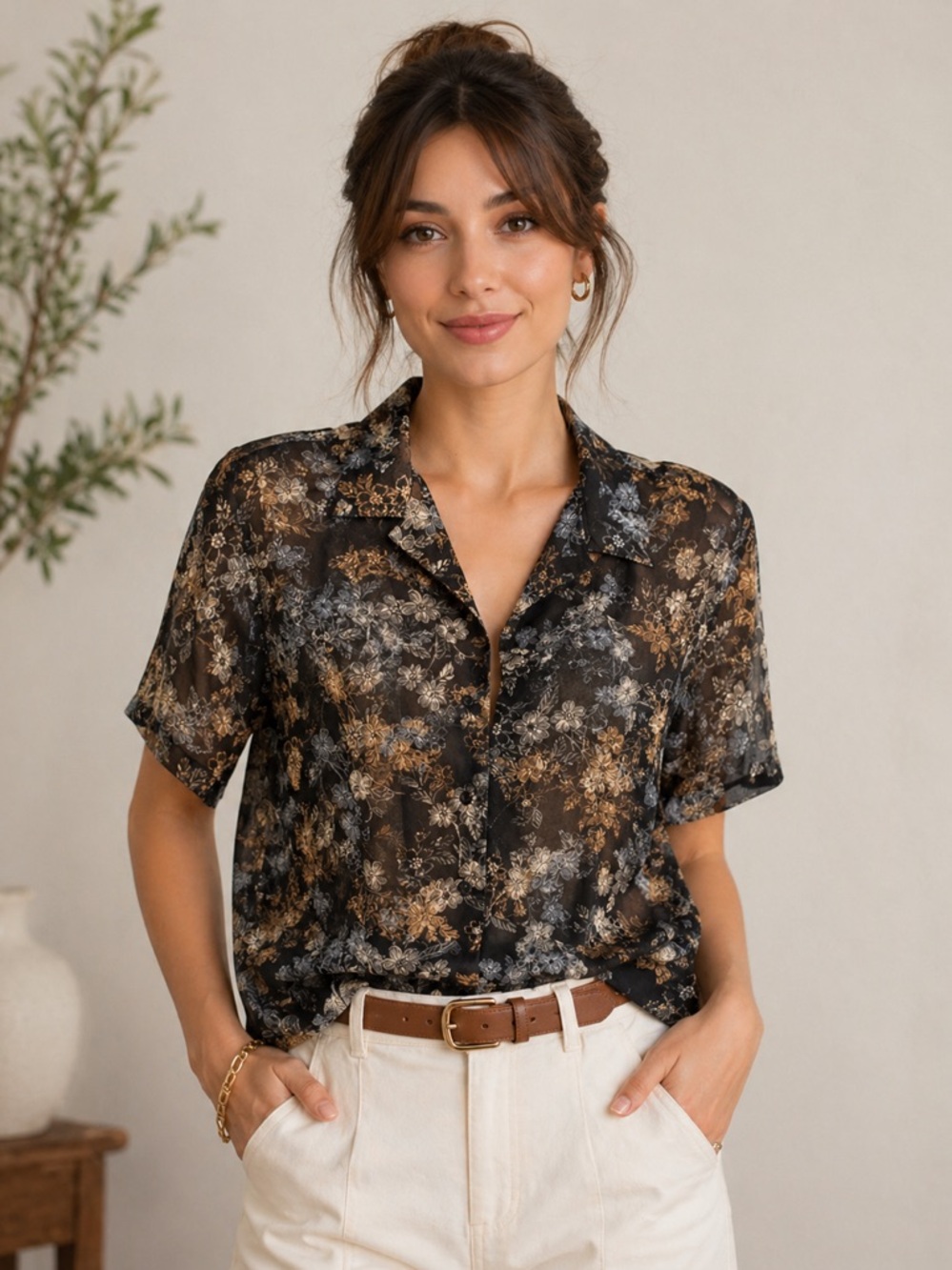 Vintage Penmans Sheer Floral Blouse | Romantic Boho Chiffon Top